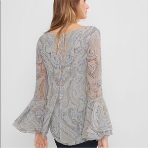White House Black Market Gray Paisley Blouse